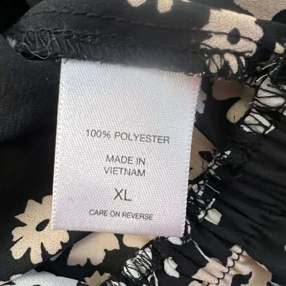 7th Avenue Design Studio Top Womens Size XL Black Floral Sleeveless Scarf Blouse - Picture 10 of 11